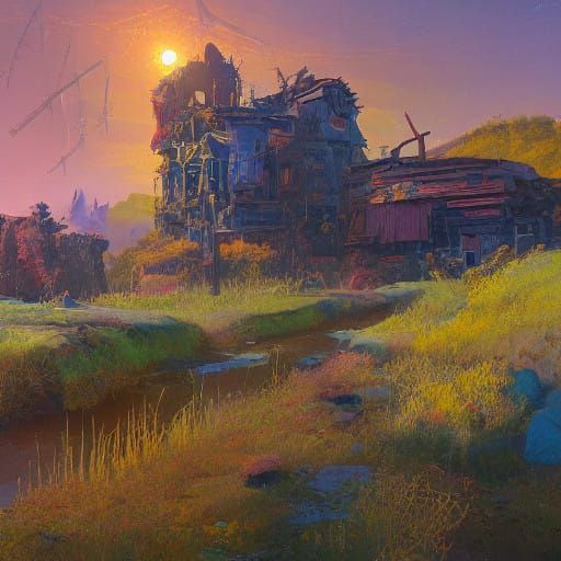 Ukrainian Fantasy Landscape in Vibrant, Dreamlike Details