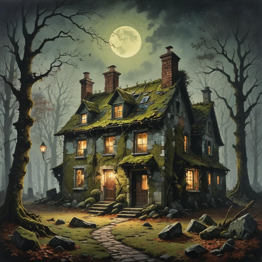 Covered in moss and lichen