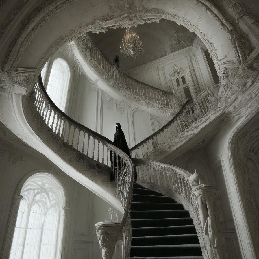 Eerie Ghostly Apparition Haunting a Gothic Mansion