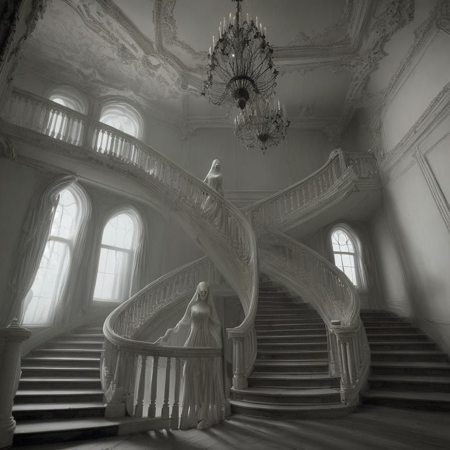 Eerie Ghostly Apparition in Gothic Mansion