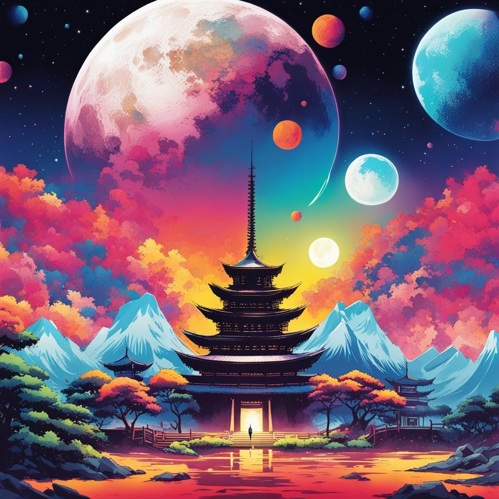 Epic Manga Anime Lunar Colony Ink Art