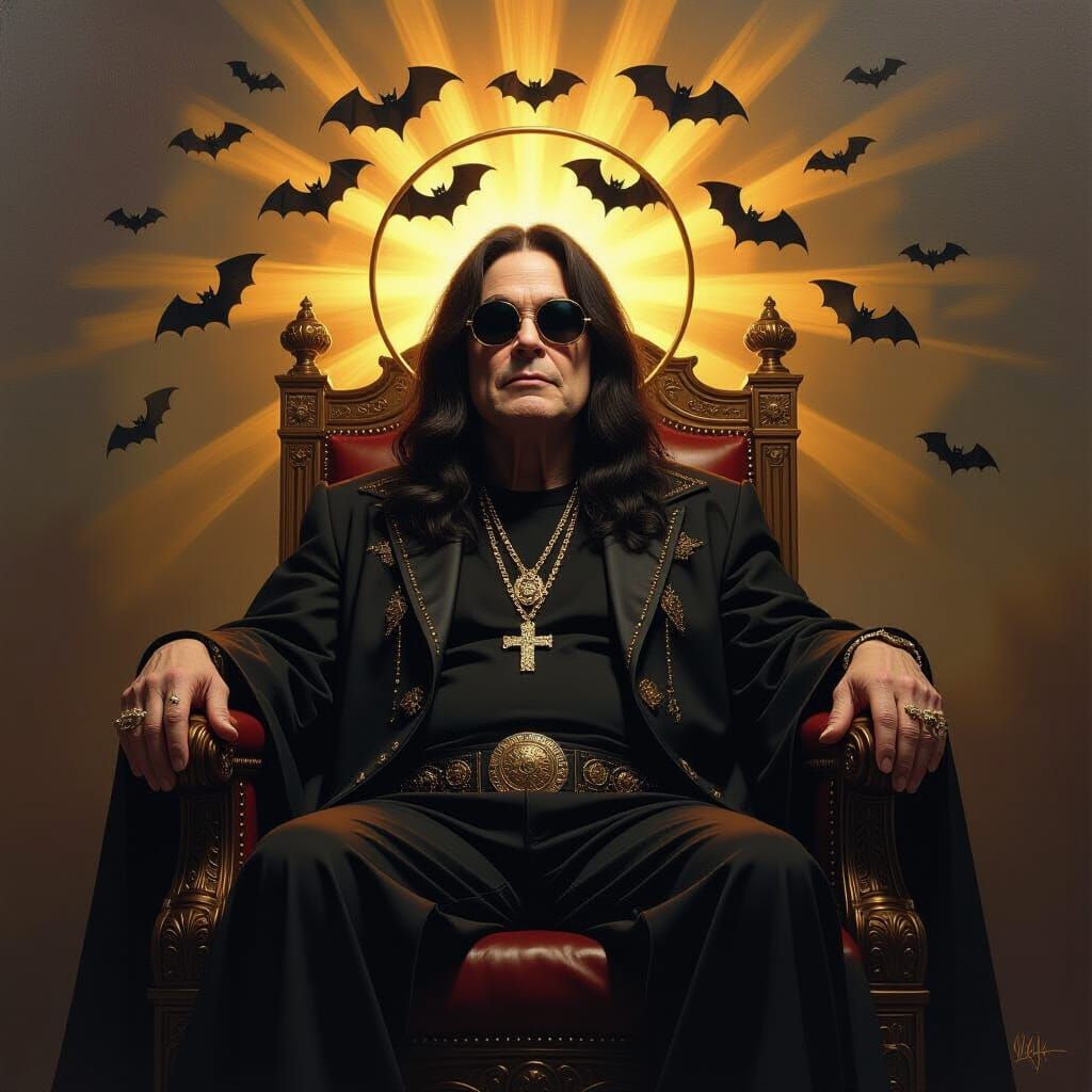 Ozzy Osbourne as Divine Being in Hyperrealistic Oil Painting