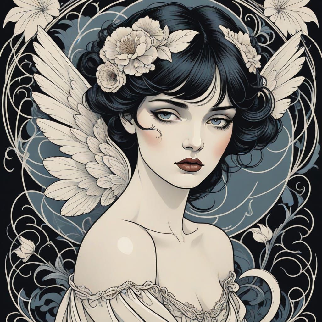 Ethereal Angel Contemplates Humanity's Sorrow in Whimsical L...