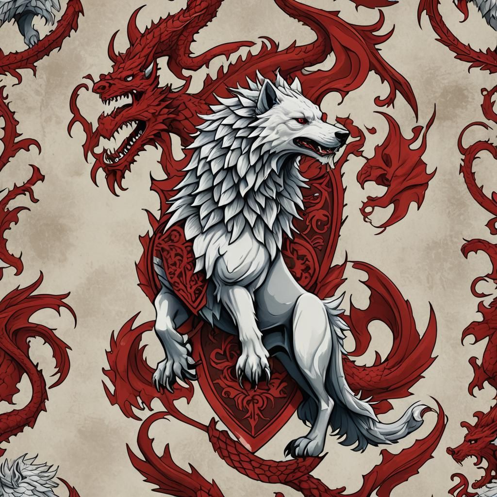 Dire Wolf and Dragon Coat of Arms