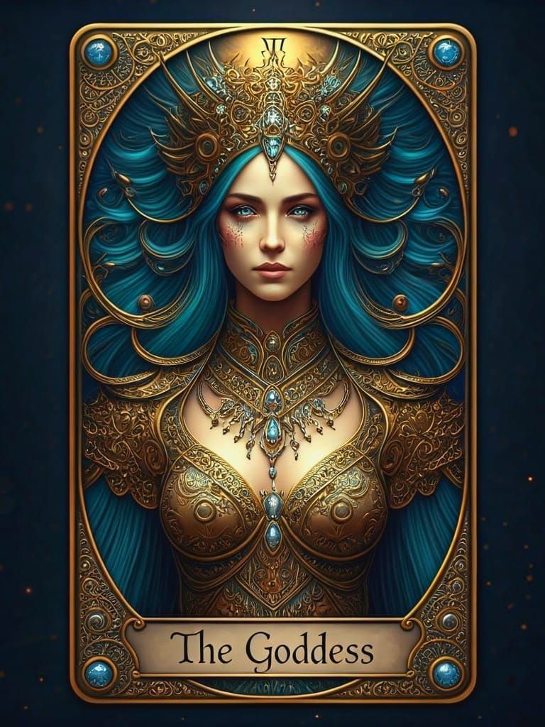 Golden Tarot Card "The Goddess"