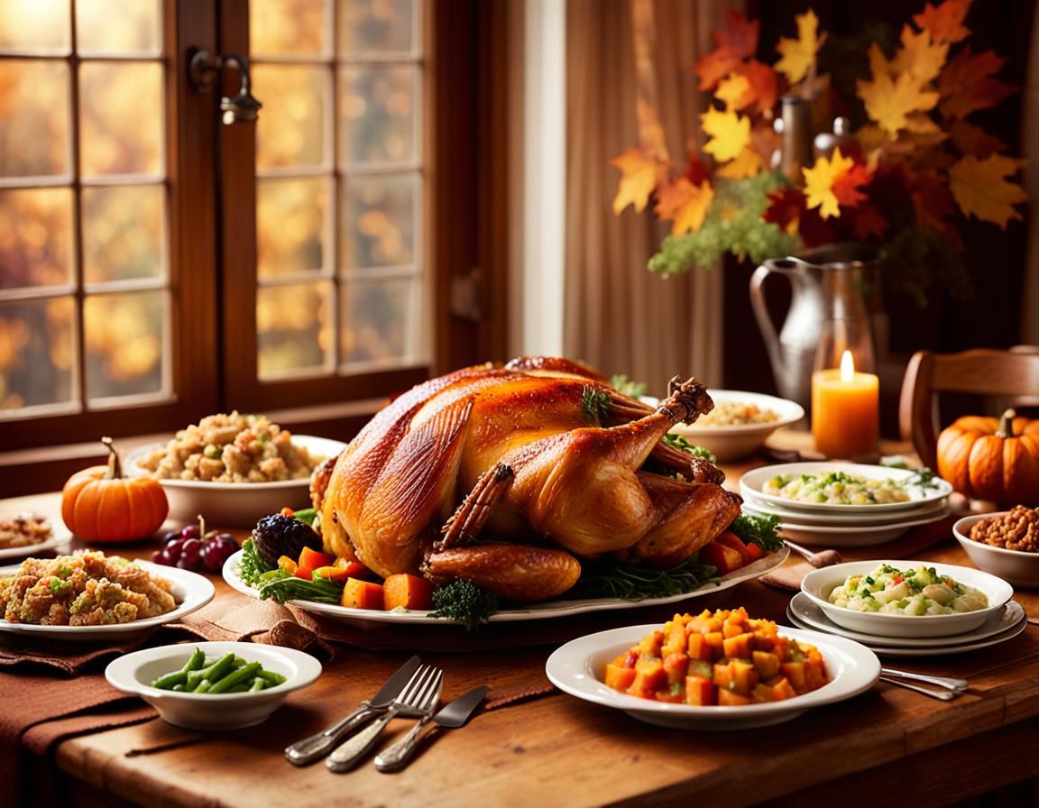 Thanksgiving Dinner Still Life in Autumnal Light
