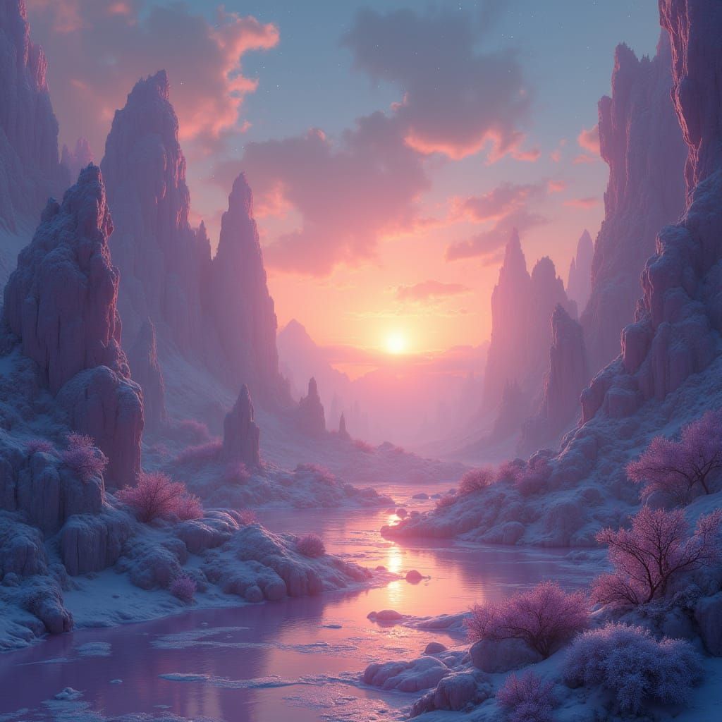 Ethereal Twilight Realm in Soft Pastel Hues