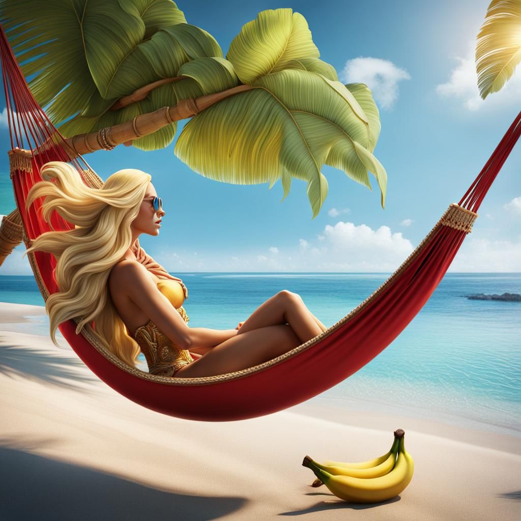Banana Princess Relaxing on a Beach