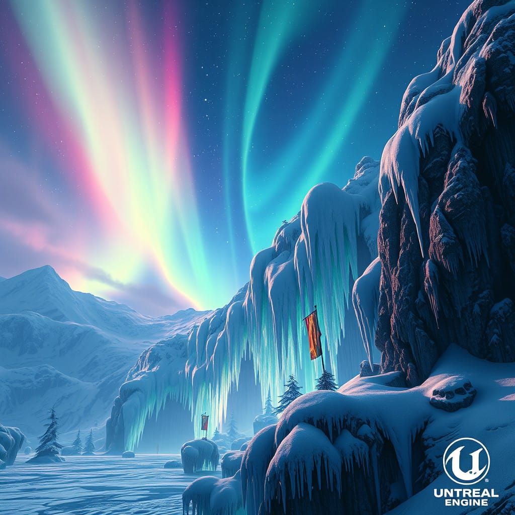 Surreal Paradise Dazzled by Celestial Lights