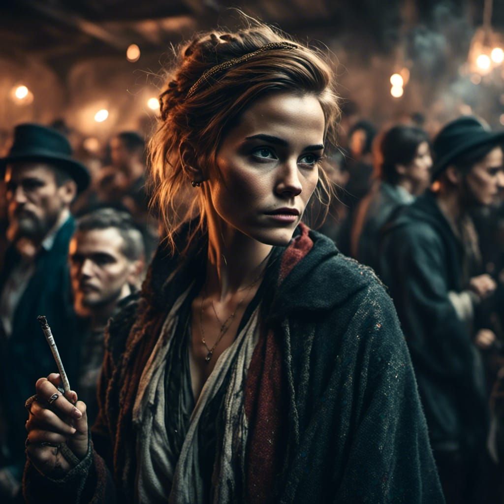 Emma Watson at an Underground Rave, Grunge Style