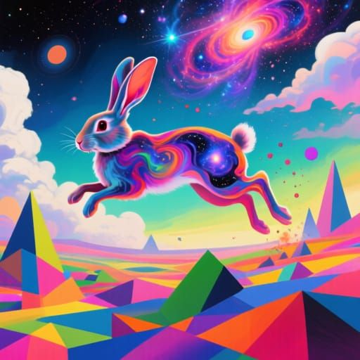 Surreal Nebula Rabbit in Abstract Cosmic Landscape