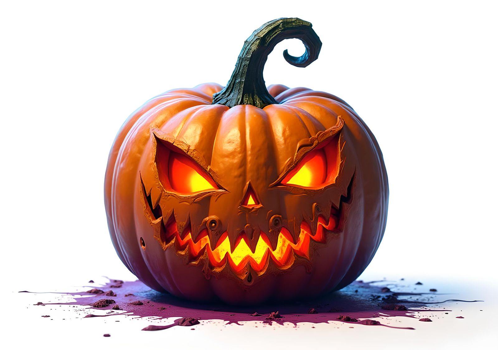 Halloween Pumpkin with Toothless Smile, Digital Painting