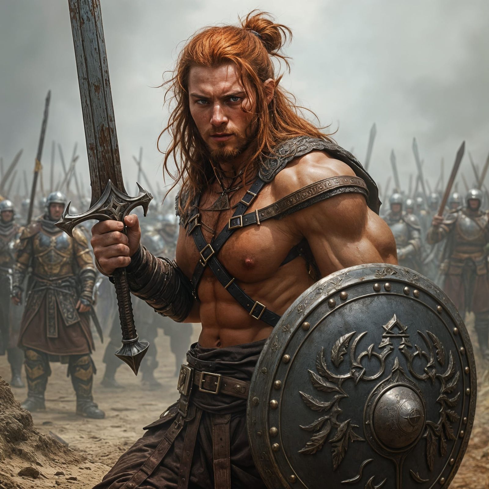 Epic Elf Warrior Unleashes Fury on Battle Scars and Steel