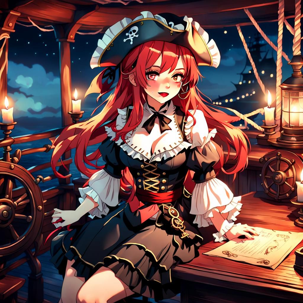 Anime Pirate Captain in Dark Fantasy Style
