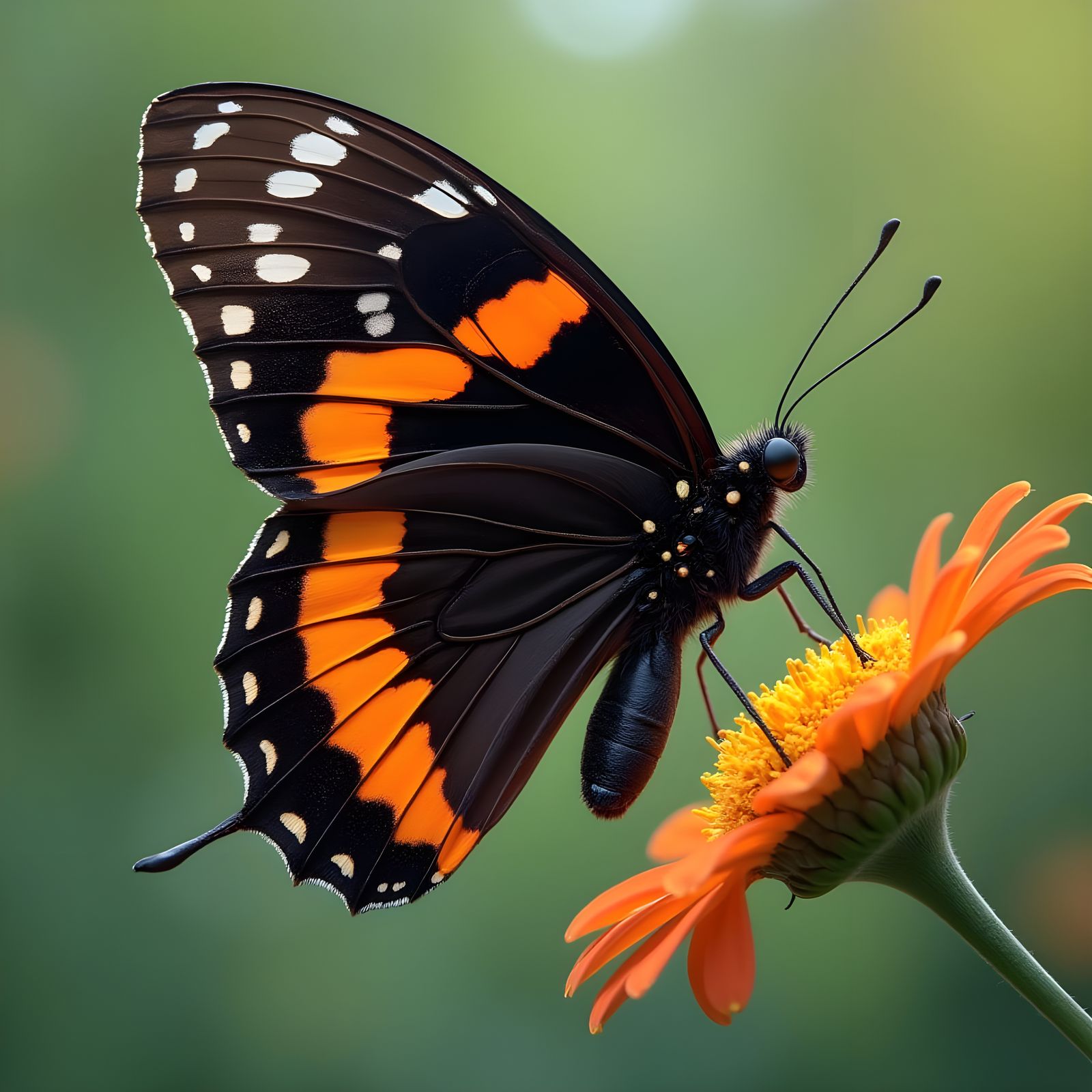 Vibrant Black Butterfly in Full Color