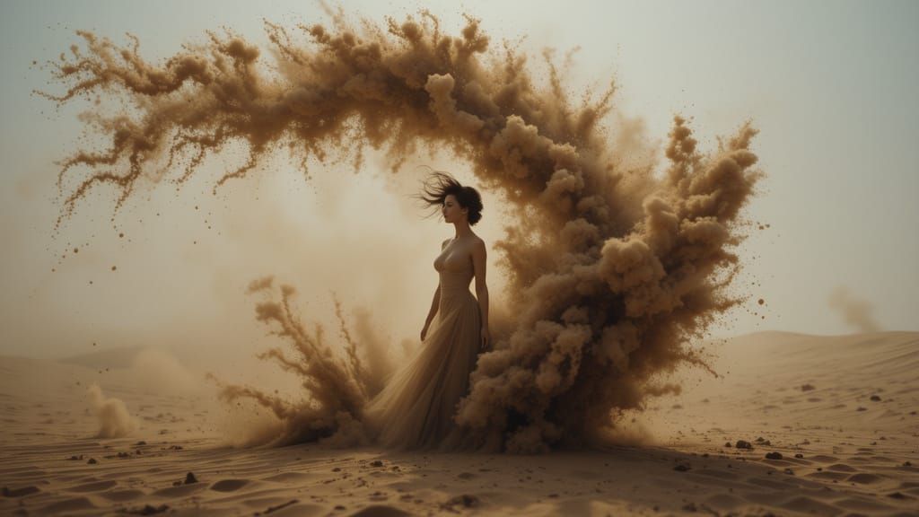 Sand Woman in Desert Environment: Photorealistic Image