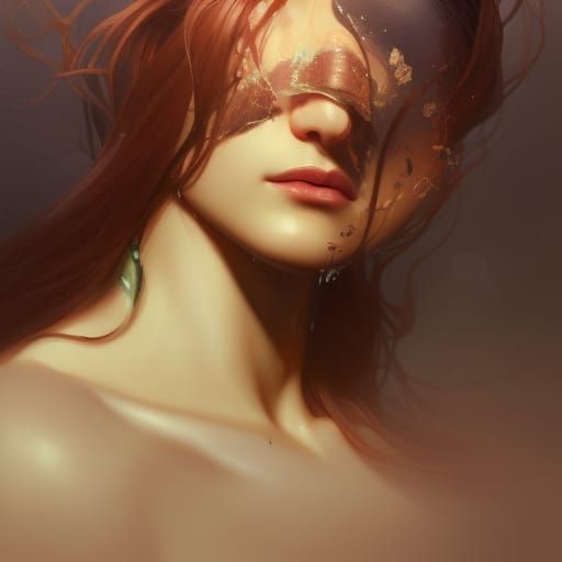 Detailed Siren Portrait in Art Nouveau Style