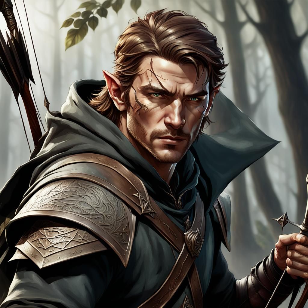 Half-Elven Dragonrider Archer: Dark Fantasy Concept Art