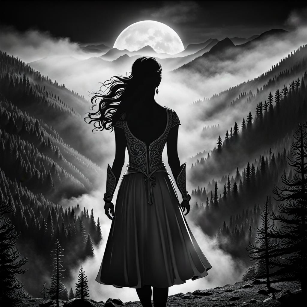 Magical Fox: Intricate Line Art Masterpiece in Black and Whi...