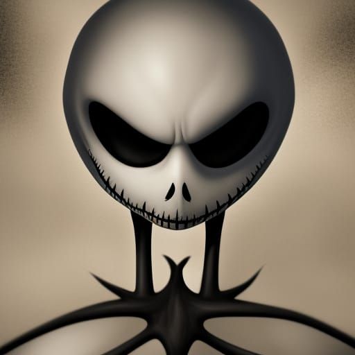 Photorealistic Jack Skellington in Dark Fantasy Style