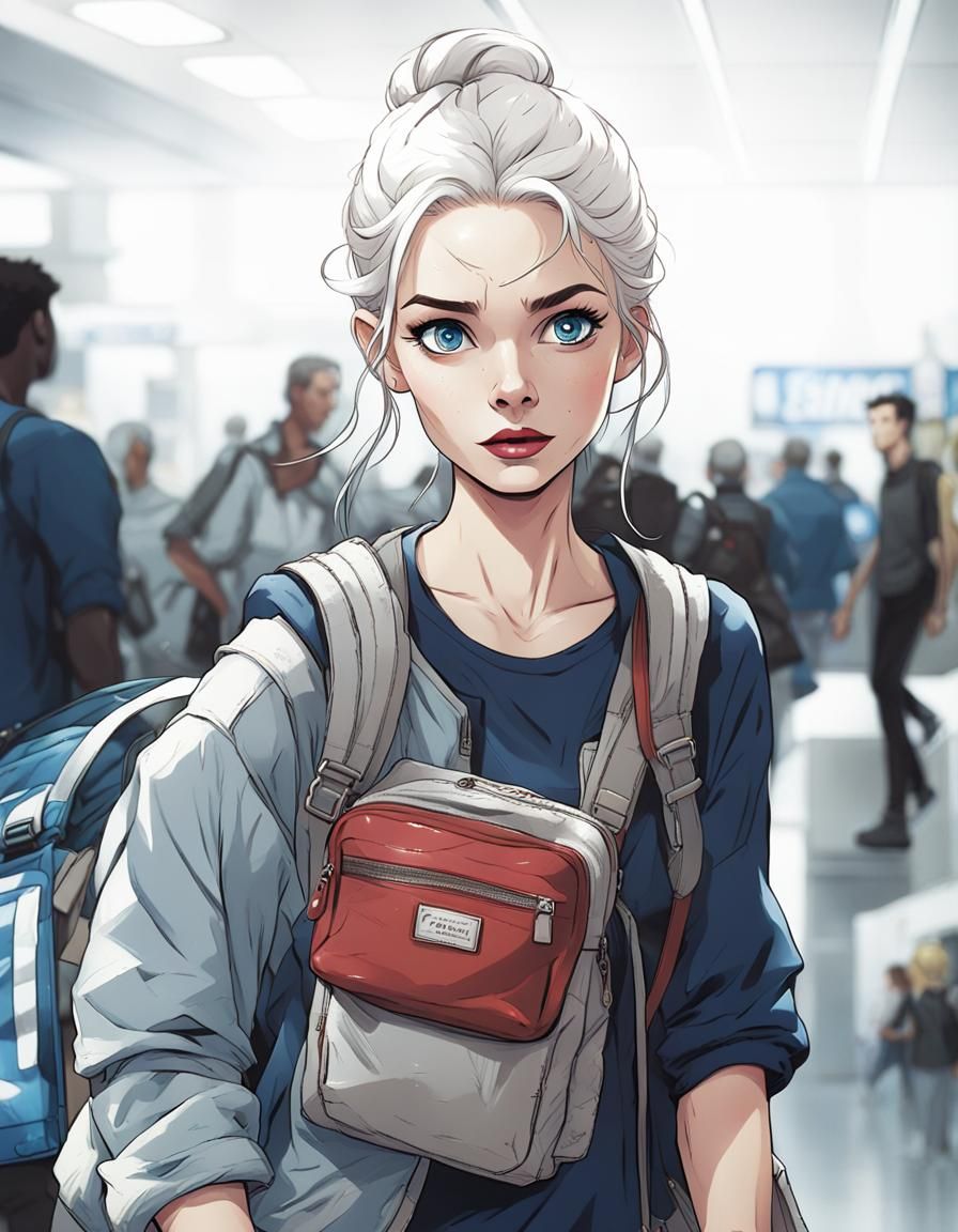Airport Dash: Comic Book Art of Shocked Girl