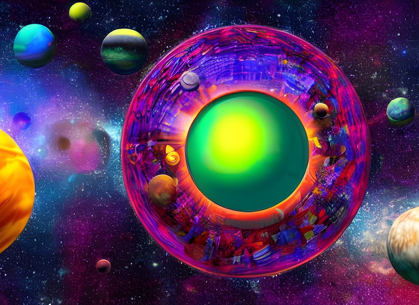 Massive planet creator machine, spawning planets, which are directed to their final location