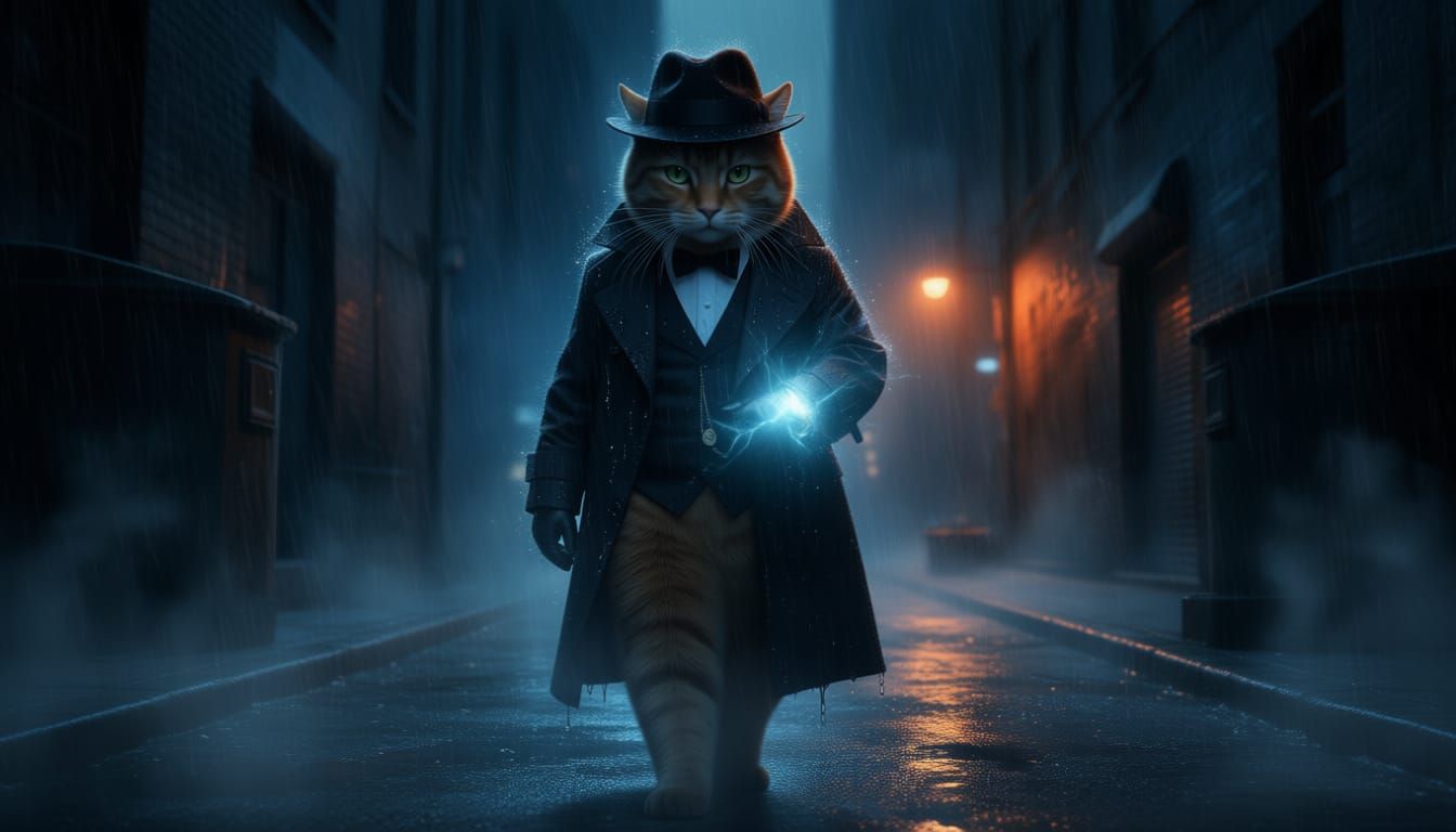 Gritty Superhero in Rain-Soaked Alley