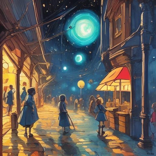 Whimsical Ladies at Drinkbar in Fauvism Style