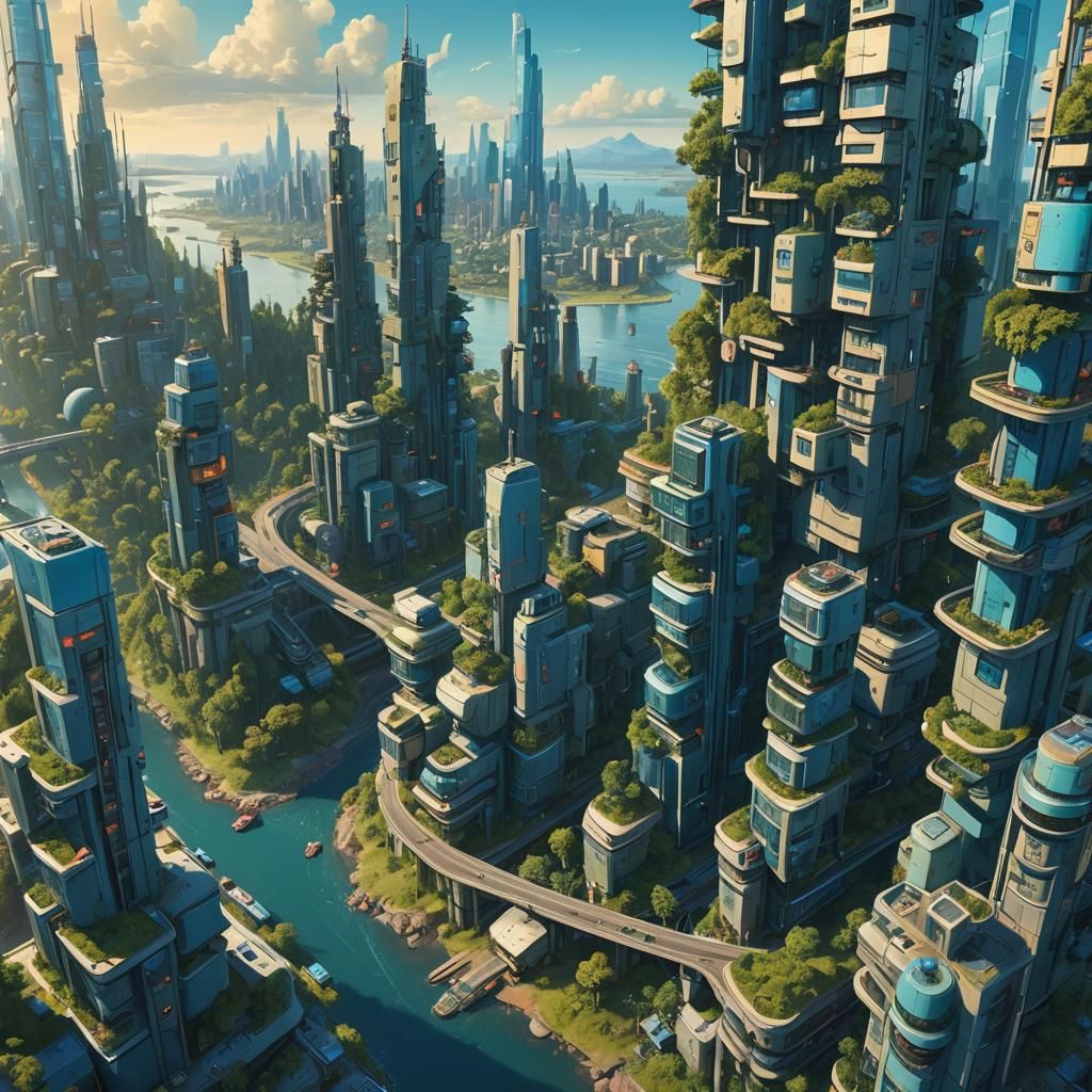 Earth 2103: Hopeful Retro-Futurist Matte Painting