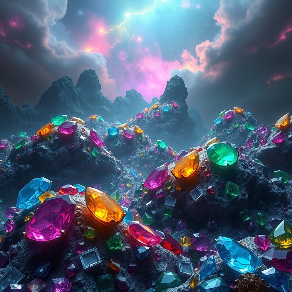 Fantastical Gemstone Landscape in Vibrant 8K Resolution