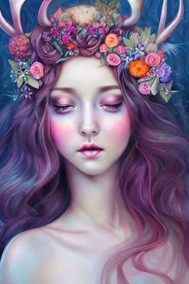 Ethereal Fairy Goddess Portrait in Oil Painting Style