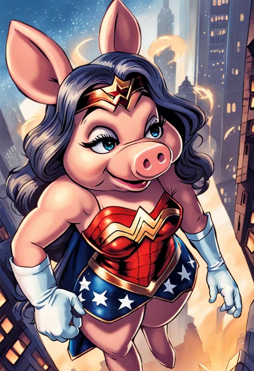 Kaiju Miss Piggy as Wonder Woman