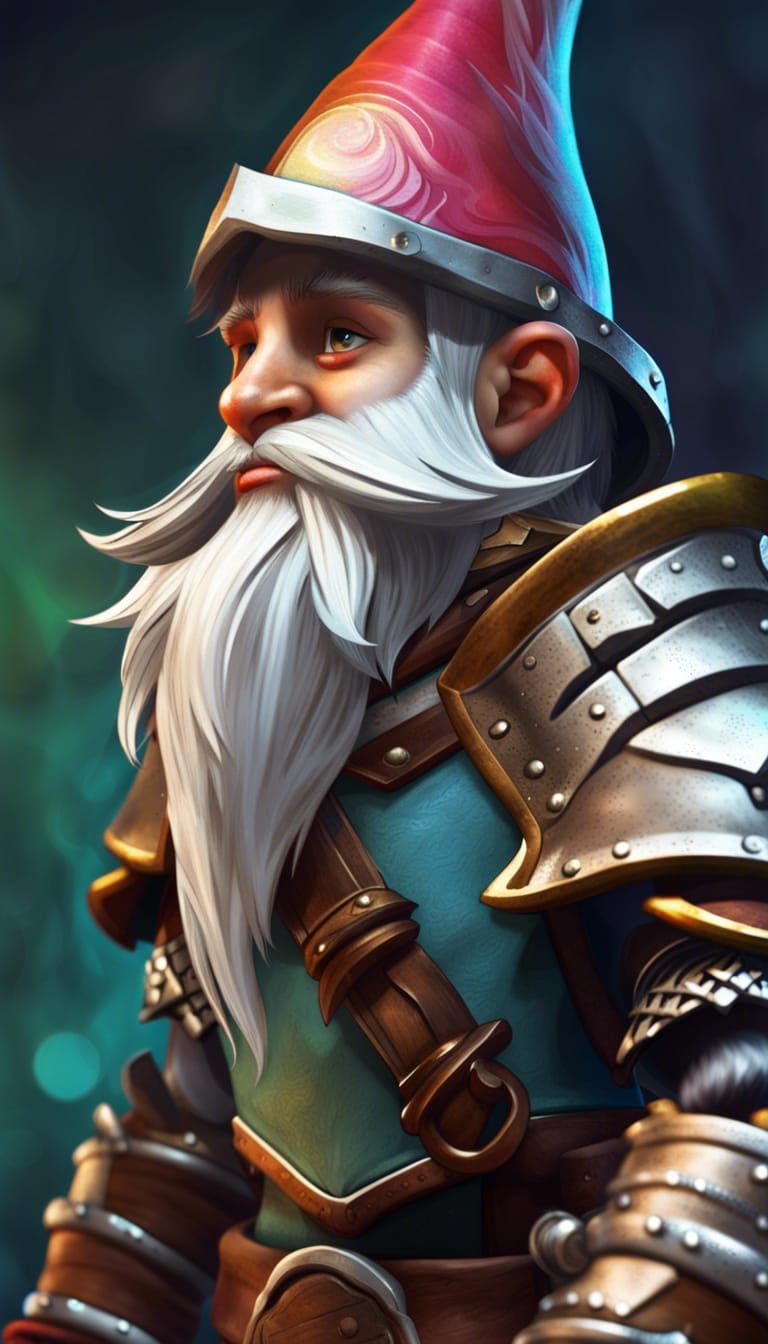 Enchanted Gnome Knight in Armor: Fantasy Art