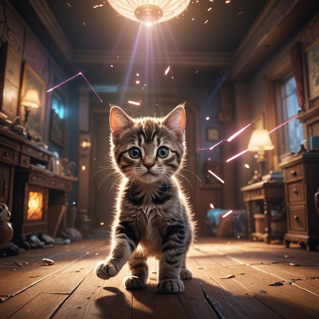 Kitten's Play: A Fantastical Digital Painting