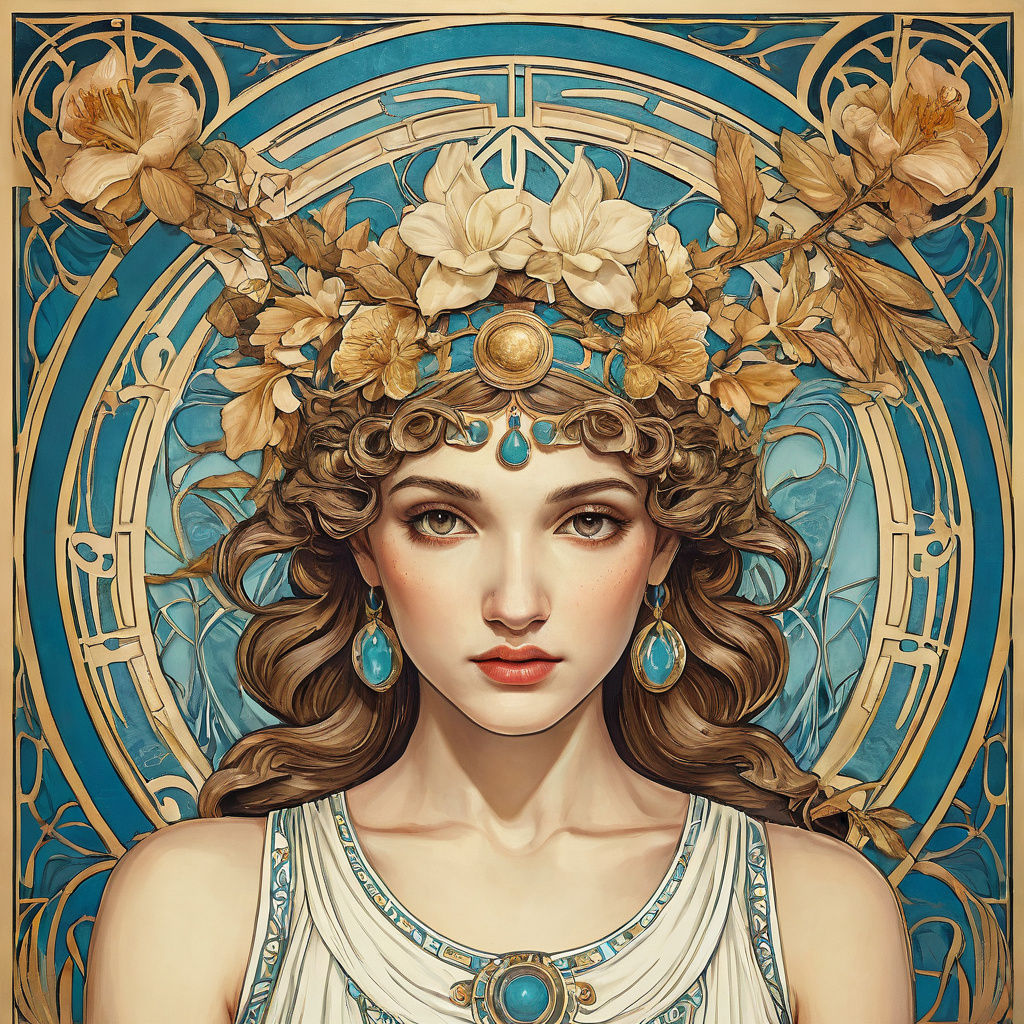 Greek Goddess Portrait in Art Nouveau Style