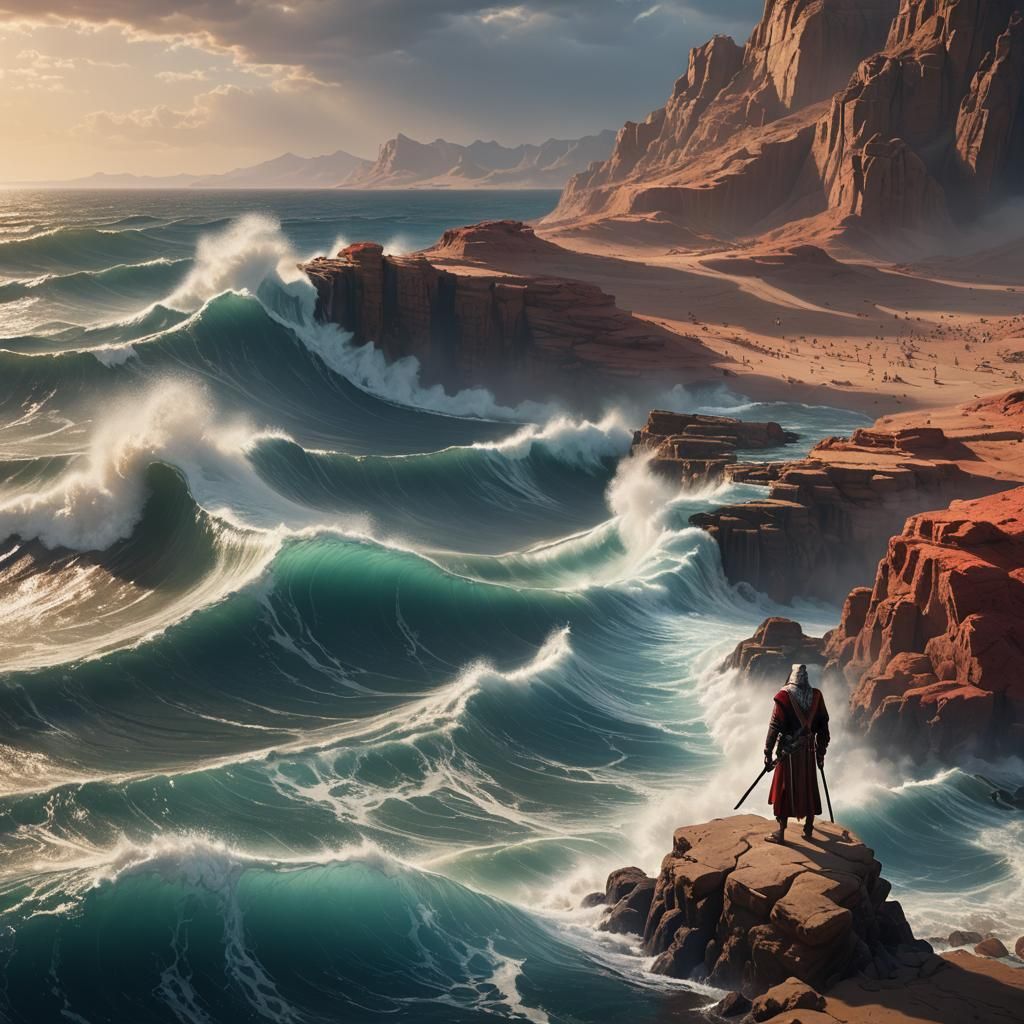 Moses Parts the Red Sea: Fantasy Concept Art