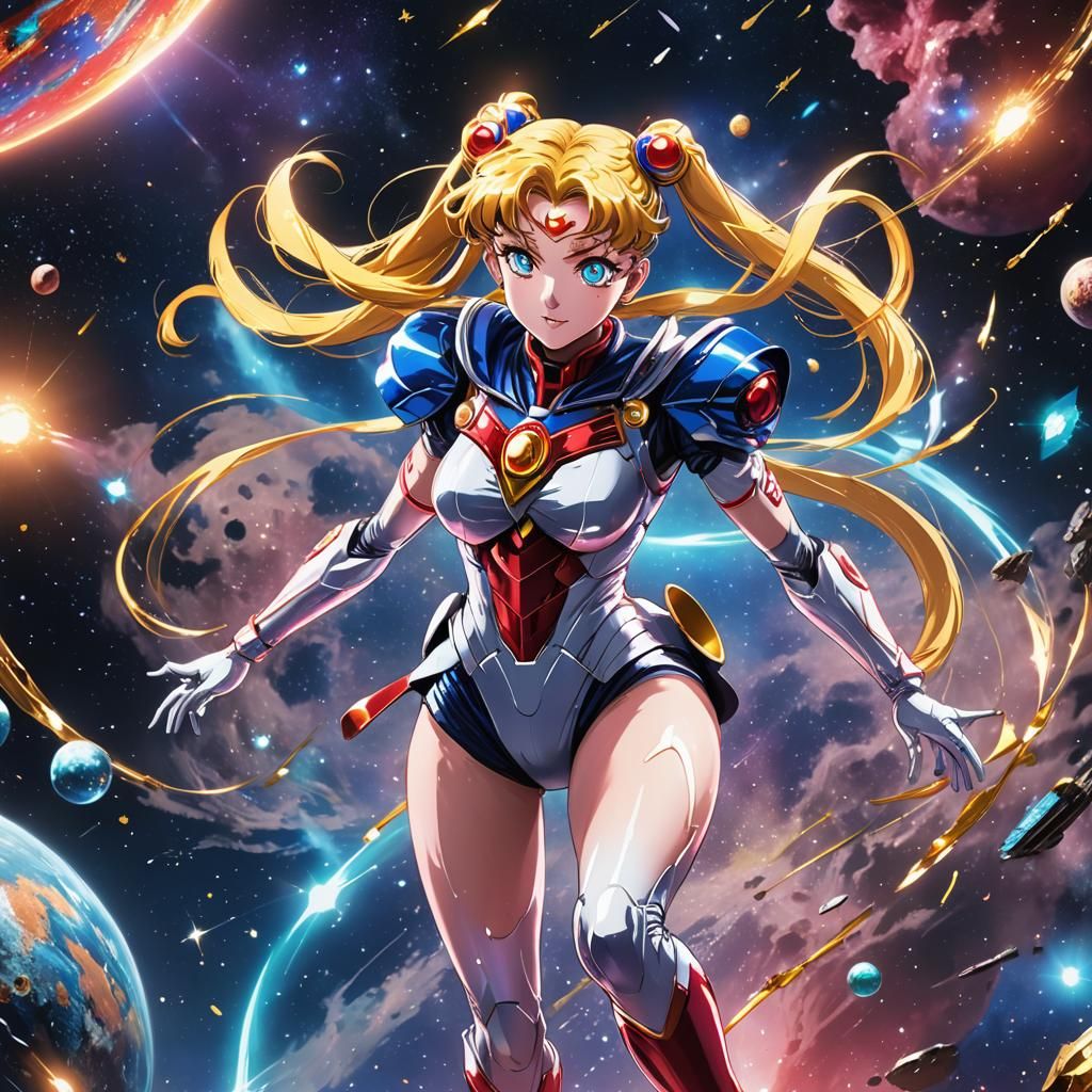 Sailor Moon in Space: Vibrant Anime Concept Art