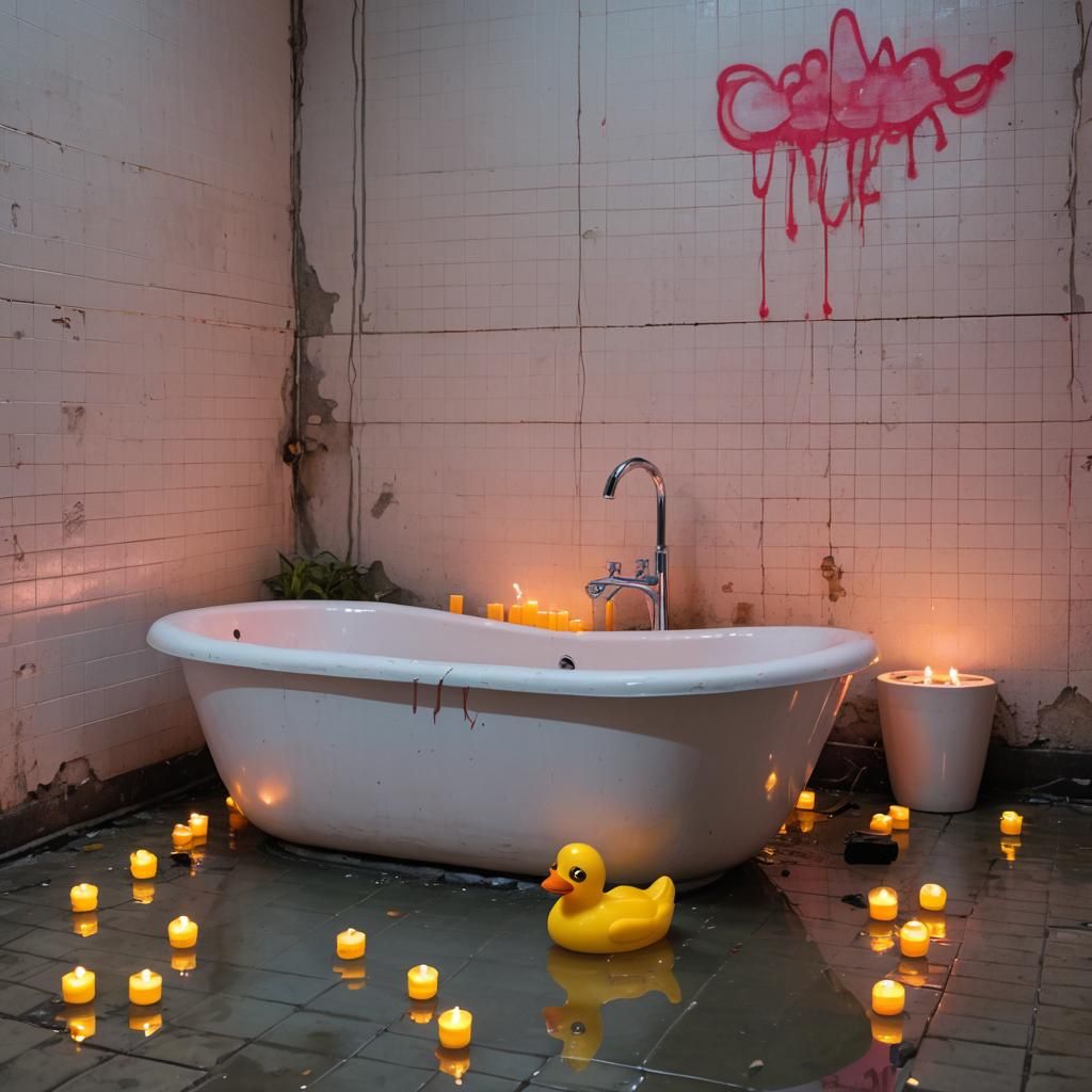 Neon Bathtub Duck in Rafael Grampá Style