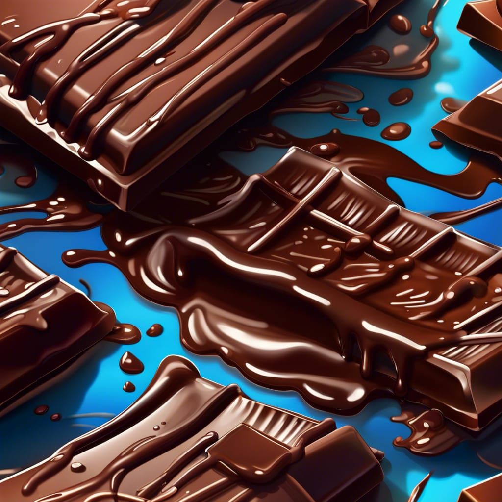 Hyperrealistic Melted Chocolate Bar on a Beach