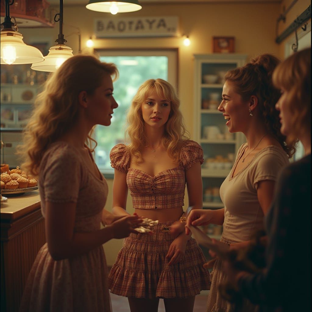 Proud Mother Shows Crossdressing Son in Vintage Baker Shop