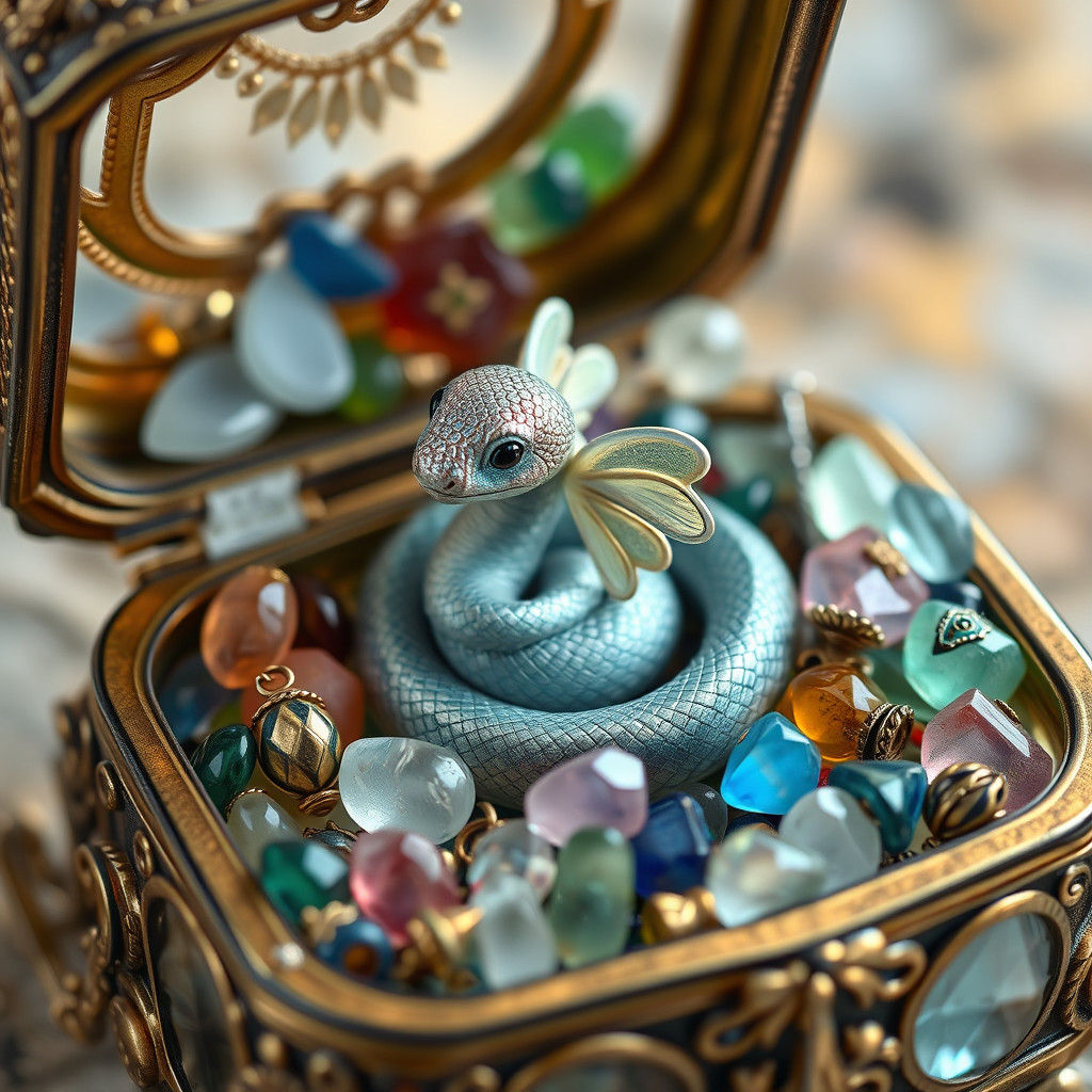 Enchanted Serpent in Sea Glass Treasure Box
