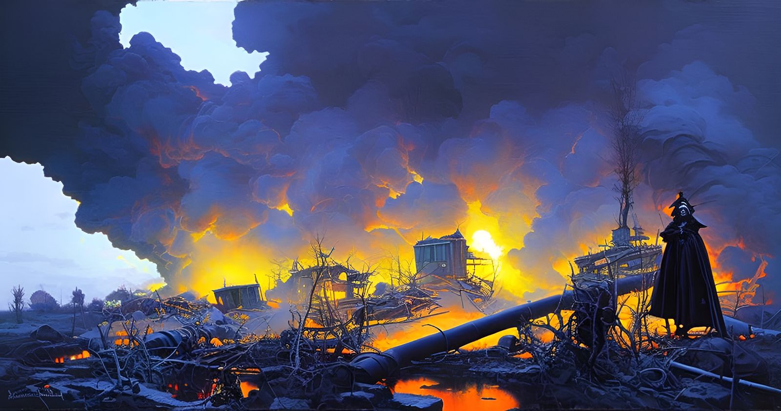 Surreal Nightmare Collage in Triadic Colors