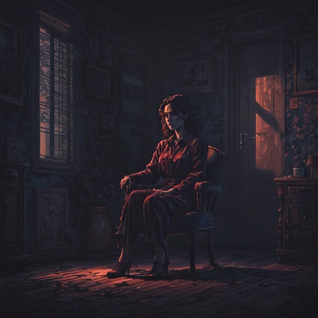 Mysterious Woman in Shadow: 8-bit Pixel Art