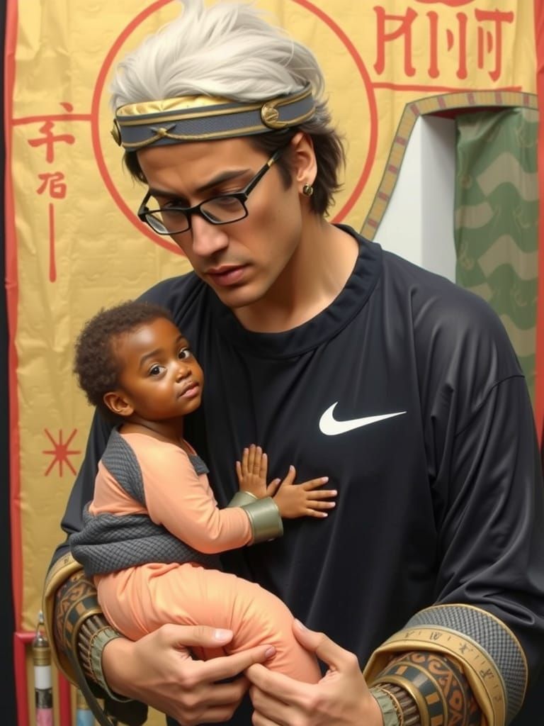 Viking Warriors in Vibrant Ukiyo-e Style Landscape