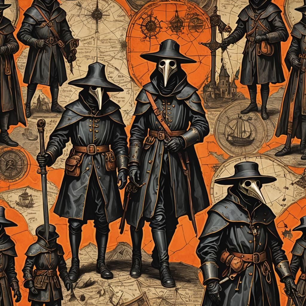 Plague Doctors in Goth Coffee Shop with Neon Lighting