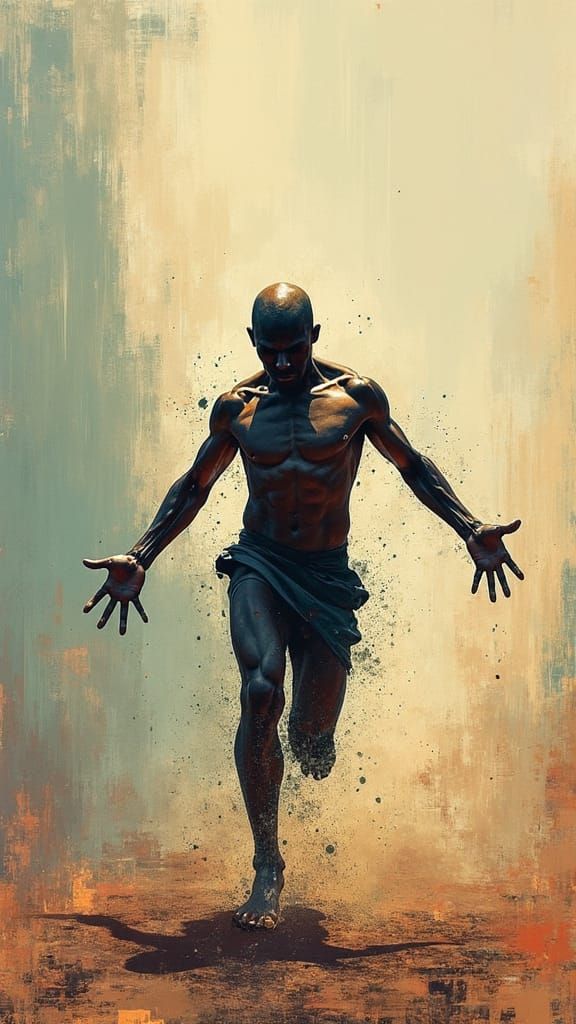 Dynamic Figure in Abstract Expressionist Style