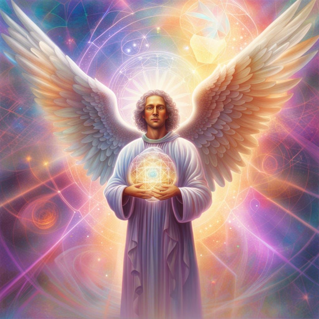 Archangel Metatron and Cube in Cosmic Illustration