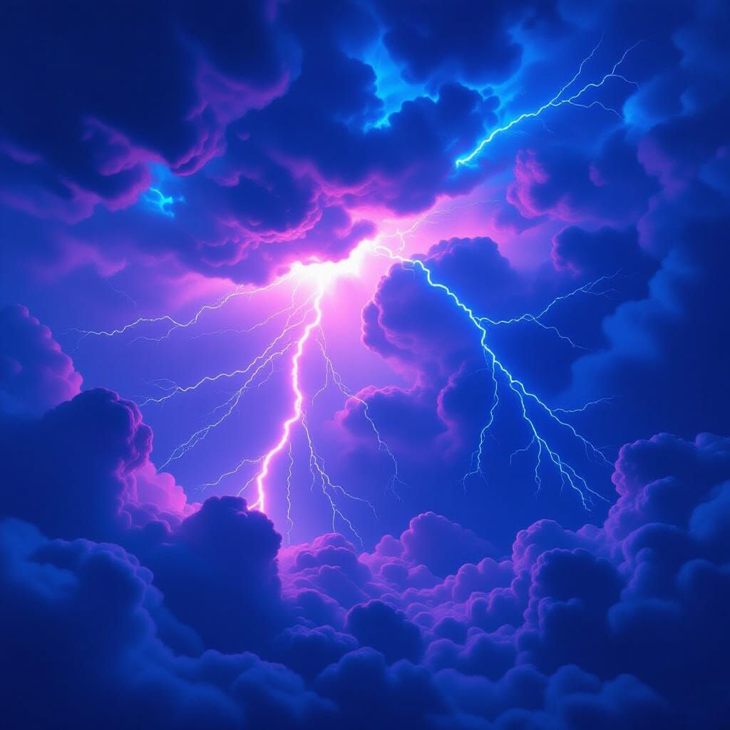 Synthwave Storm with Neon Lightning Strikes