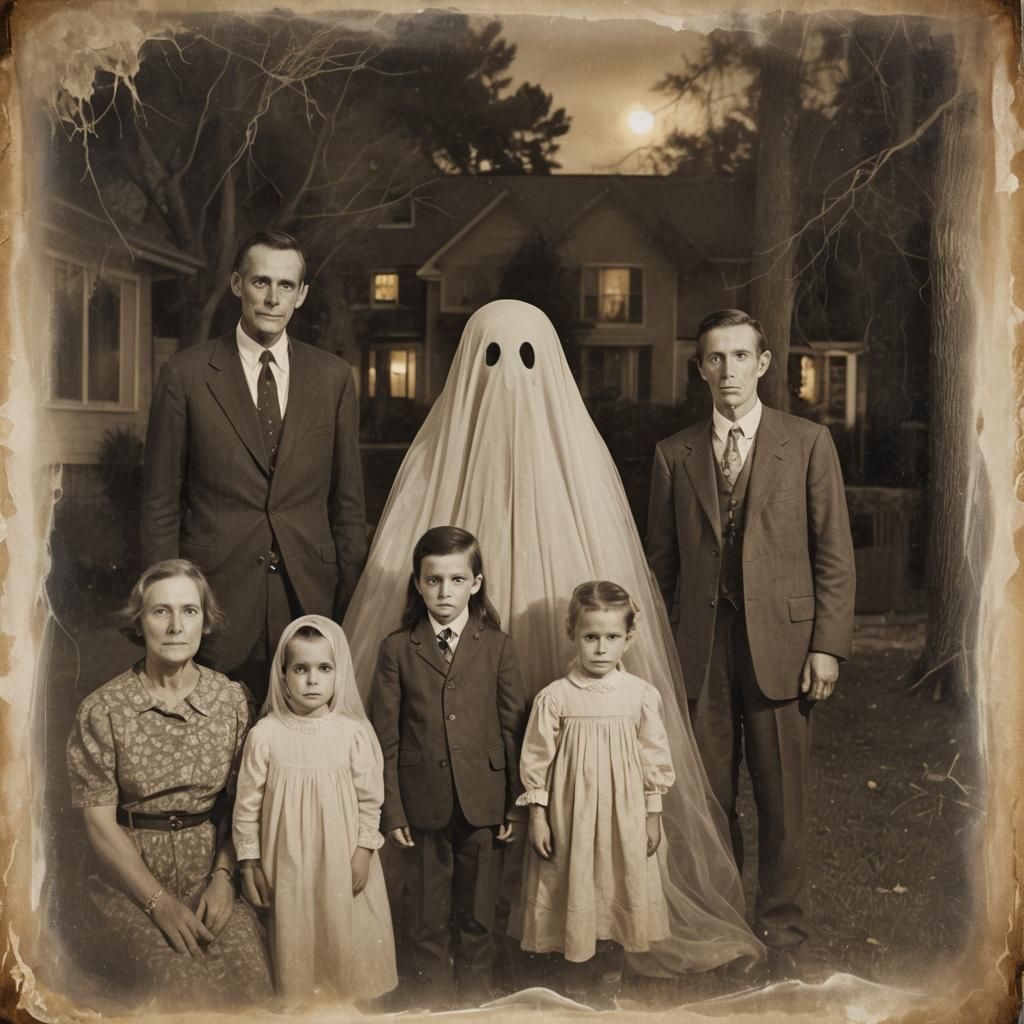 Eerie Ghostly Photobomb in Vintage Style