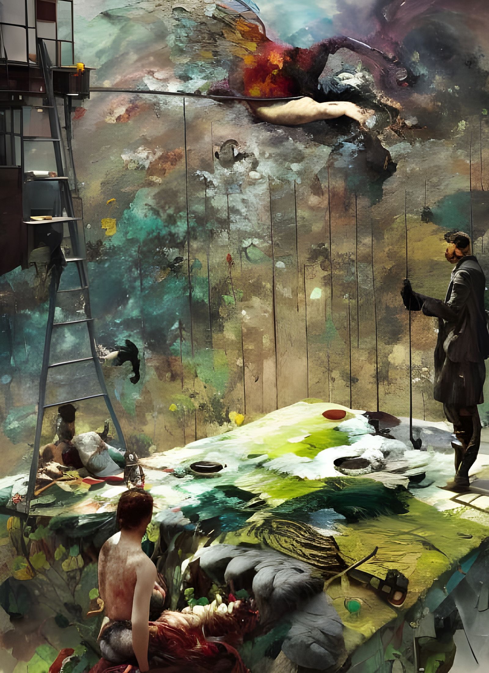 Hyperrealistic Bird on Cage in Digital Painting Style